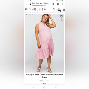 Pinkblush maternity split neck tiered maternity plus midi dress